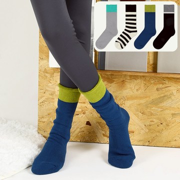 w0041 簡約毛巾底吸汗防臭情侶襪.中筒襪.襪子(厚款秋冬襪)