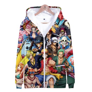 新款日漫海賊王ONE PIECE 3D拉鏈大碼衛衣男女春秋開衫路飛索隆