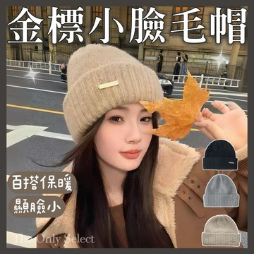 TheOnly【針織毛帽】隔日到貨🍁秋冬金標字母羅紋毛帽 帽子 女生帽子 毛帽 大頭圍 針織帽 針織帽 素色毛帽韓系帽子