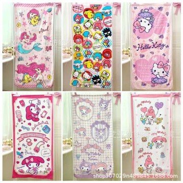 庫洛米玉桂狗超細纖維卡通浴巾吸水浴巾兒童洗澡巾沙灘大毛巾裹巾