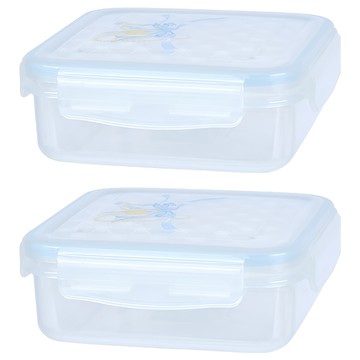 KOMAX 藍緞方保鮮盒 700ml  2個  2個容器 + 2個蓋子