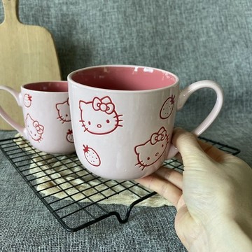 kitty水杯🎀 凱蒂貓水杯大容量陶瓷杯耐高溫學生 冷飲杯 馬克杯 凱蒂貓水杯 可愛水杯 陶瓷水杯 辦公室水杯