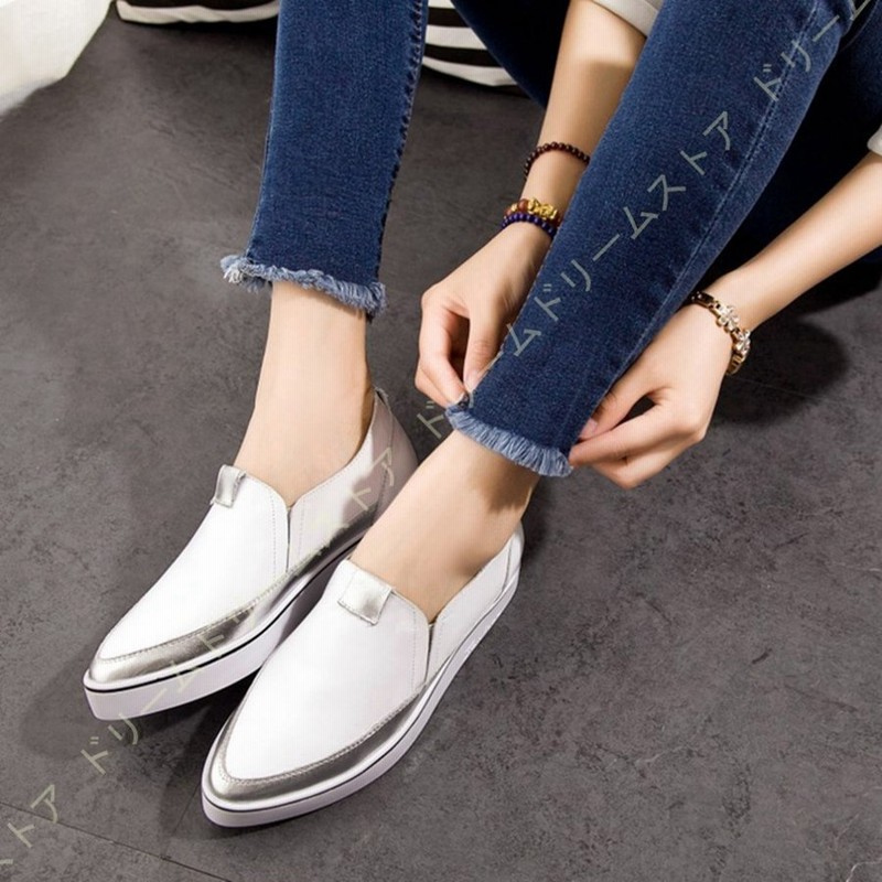 スリッポン スニーカー レディース 厚底 白 黒 ローファー ローカット 靴 美脚 ポインテッドトゥ ローヒール おしゃれ 歩きやすい 疲れない 通販 Lineポイント最大0 5 Get Lineショッピング