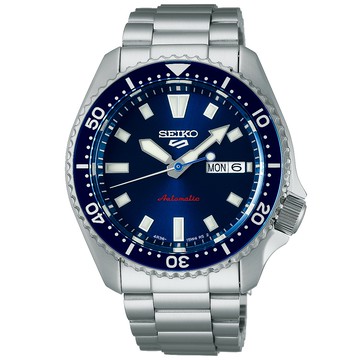 SEIKO 精工 5 Sports GMT 藍面機械錶 男錶 手錶(SRPL83K1)4R36-17K0B 附提袋