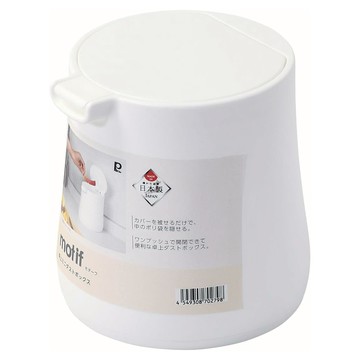 珍珠金屬 一按即開桌面垃圾桶 日本製 附蓋  白色  15 x 15.5 x 15.5cm