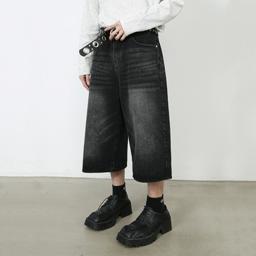 復古水洗單寧七分褲 / 男女皆可穿 / 闊腿直筒寬褲 / 6色 / S-XL【QTJBYD493】