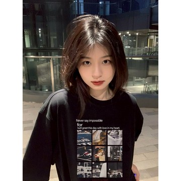 【鹿向南】100%純棉 女裝上衣 美式穿搭 國中生衣服 夏季上衣 復古上衣 潮牌 t恤 ins 風衣服 古著T恤 重磅