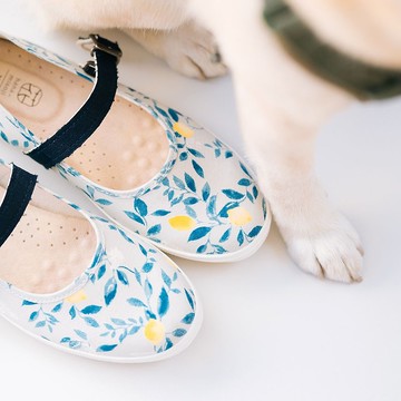 氣質穿搭【公主日】檸檬花 瑪莉珍鞋 優雅百搭 花布鞋 媽媽