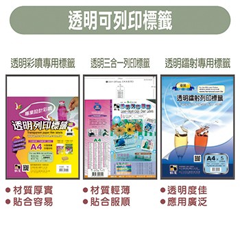 鶴屋標籤 電腦標籤 透明可列印標籤 透明可列印電腦標籤 防水透明噴墨電腦標籤 透明鐳射影印標籤 好好逛文具小舖