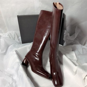 森嶼海巷 2025新款真皮高跟高筒靴騎士機車顯瘦百搭不過膝長靴女