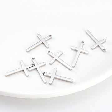 宏雲Hongyun- Jy-拋光十字架不鏽鋼配件diy吊墜 製作項鍊手鍊掛件時尚嘻哈男女配飾