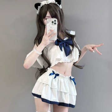 【性感套裝】日系純欲校園水手服 可愛萌妹 JK制服 免脫透視兩件套 可愛搭 性感 水手服