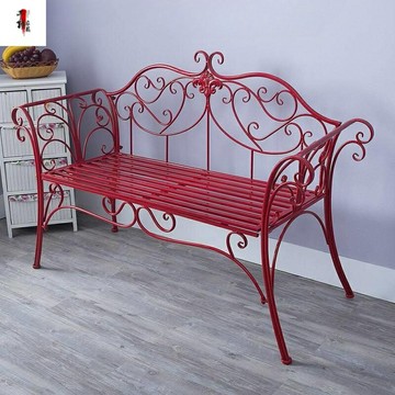 陽臺長椅雙人椅公園椅歐式金色結實鐵藝沙發椅室內戶外休閑小茶幾