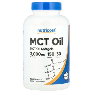 Nutricost, 中鏈甘油三酯油，3000 毫克，150 粒軟膠囊（每粒軟膠囊 1000 毫克）