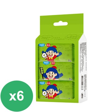 奈森克林X乖乖 迷你包純水濕巾8抽6入/袋 (綠-金順) x 6袋