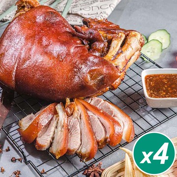 【吉晟嚴選】家香豬神農獎萬巒豬腳4件宅配組(600g/包 另附醬汁)