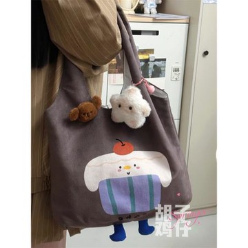 ins風搞怪少女可愛卡通帆布包軟妹學生大容量單肩包手提單肩包包