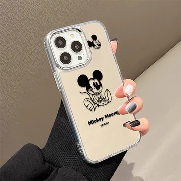 可愛米奇 鏡面手機殼 蘋果i6手機殻 iPhone14 Promax 15 iPhone13保護殼 防摔大孔硬殼