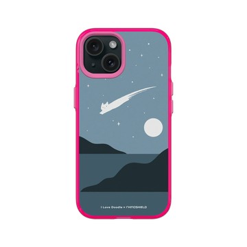 iPhone 15 Clear 粉漾桃 - ilovedoodle (Lim Heng Swee) - Cat Landscape - Meteor 貓咪流星