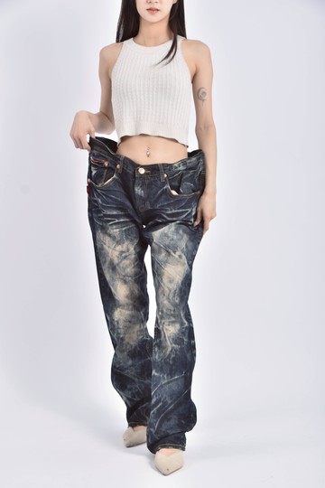 (2XL) oniarai鬼洗丹寧牛仔棉質純棉藍色長褲