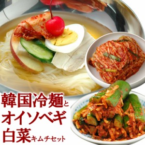 韓国冷麺８食と白菜キムチ300g・オイソベギ4切のセット