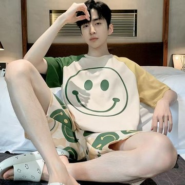 台灣现货 夏季大尺碼男生睡衣套裝 可外穿 青少年睡衣 夏天睡衣 男士居家服 大碼睡衣 居家睡衣 居家服 卡通睡衣 男睡衣