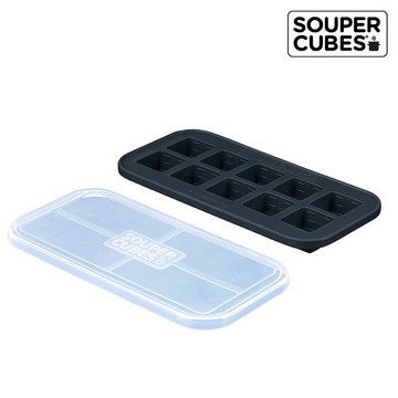 快速出貨-【Souper Cubes】多功能食品級矽膠保鮮盒10格_曜石灰