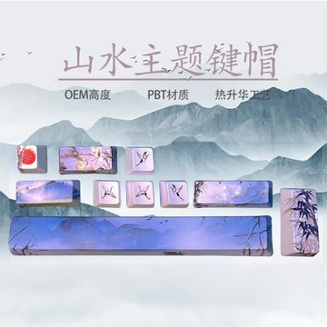 PBT五面熱升華機械鍵盤鍵帽keycaps客制化十顆主題PBT材質青軸