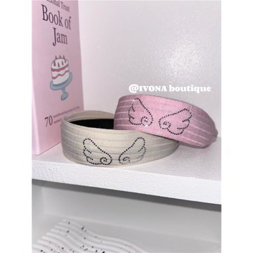 IVONA【甜莓仲夏^】原創diyY2k手作燙鉆小翅膀發箍發帶 閨蜜禮物