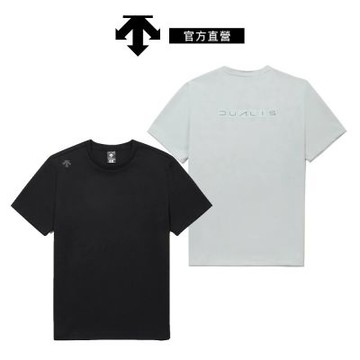 【DESCENTE】迪桑特 男士 柔軟親膚背後印花寬鬆短袖T恤(黑色/淺灰色)