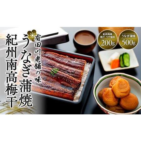 ふるさと納税 うなぎ蒲焼 4尾 合計 500g  紀州南高梅干 200g うす塩味 塩分10％ セット 和歌山県有田川町