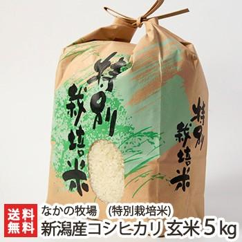 特別栽培米（減農薬・減化学肥料）新潟産コシヒカリ 玄米5kg なかの牧場 のし無料 送料無料