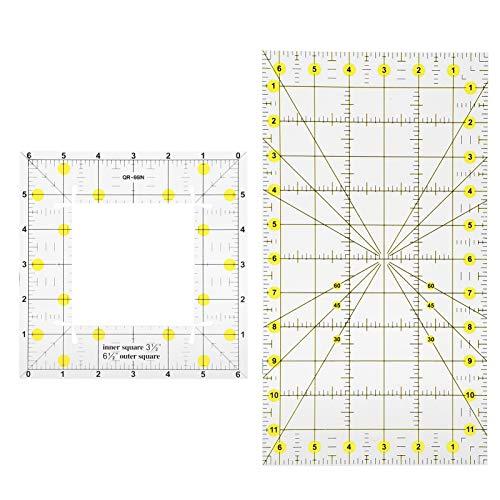 測定定規 描 2本セット キルティング定規 長方形 方形定規 パッチワークツール 裁縫ルーラーツール 縫製定規