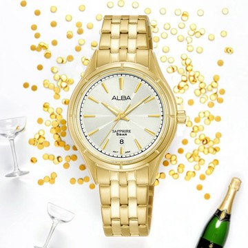 ALBA 雅柏 綻放光芒 香檳金女錶-30mm(AH7CX8X1/VJ22-X421G)