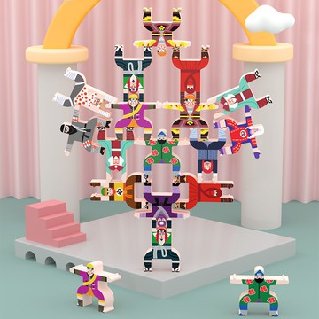 大力士忍者平衡疊疊樂積木拼搭親子早教益智力疊疊高桌面游戲人偶