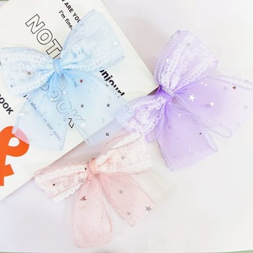 【HOOMI】童-泡泡紗燕尾蝴蝶結壓夾（混色）（顏色隨機出貨）