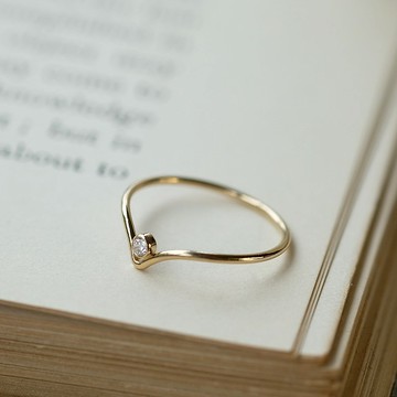 小V鑽戒 簡約款 尾戒 女生禮物 14K 包金 注金 水洗不退色 送禮