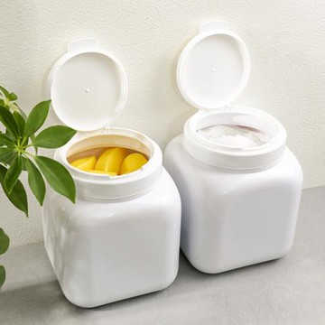 日本進口monotone大白罐收納盒大容量粉末盒2.5L翻蓋盒白色雜物盒