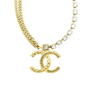 CHANEL 香奈兒 金色鍍金 雙C 水晶 項鍊 【二手名牌BRAND OFF】