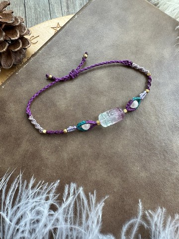 BB85 民族風 蠟線編織 螢石 摩根石 銅珠 手環 (可調長度)民族風