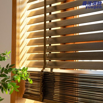 【防水遮光】百葉窗 竹木百葉簾 實木百葉簾 升降捲簾 衛生間窗簾 書房餐廳 新中式輕奢 櫸木材質 防水防潮 免打孔安裝