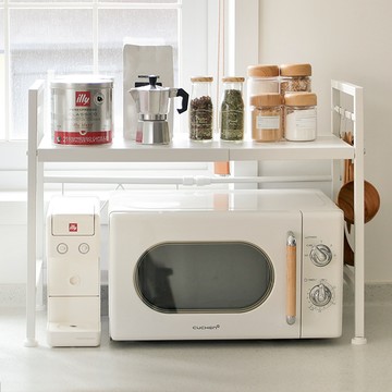 Nature Living 寬度高度可調式微波爐廚房置物架  1個  寬 40~64 x 深 32 x 高 48 cm  白色