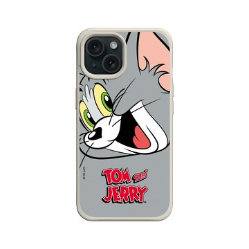 iPhone 15 SolidX 貝殼灰 - 湯姆貓與傑利鼠 Tom and Jerry - 大臉湯姆貓