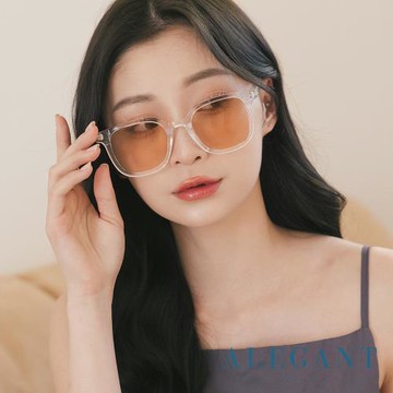 【ALEGANT】霜白棕韓版個性潮流方框墨鏡│UV400太陽眼鏡│雪見的白光舞曲