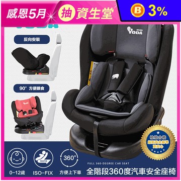 【YODA】ISOFIX全階段360度汽車安全座椅 (2色任選)