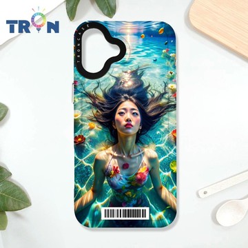 TRON iPhone 16 PLUS 花海中游泳的少女 防摔太空載具殼 透白 軟硬 手機殼