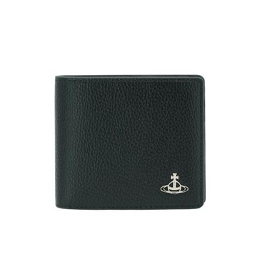 Vivienne Westwood 星球銀logo八卡對開短夾(黑)