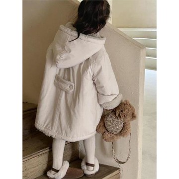 兒童棉衣2025冬裝女童羊羔絨連帽外套女寶寶雙面穿中長款加絨棉服