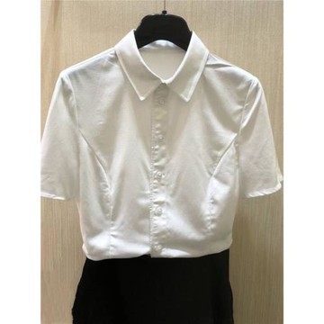 正品哥家新款2025年夏季白色POLO領職業短袖襯衫女寬松設計感小眾