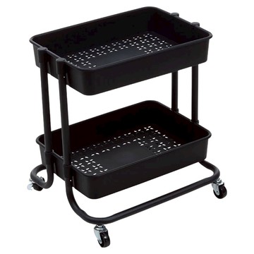 ABS 多功能收納置物雪花雙層推車 48 x 43 x 36cm 2.7kg 1個  黑色  2層